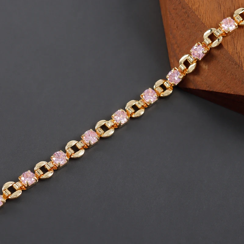assoonas C226, DIY-Kette, 18k vergoldet, Kupfer, Zirkone, REACH-konform, nickelfrei, DIY-Armband-Halskette, Schmuckherstellung, 50cm/Stück – Detail 1