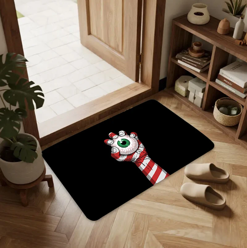 Gothic Spooky Monster Eye Hand Floor Doormat Dark Horror Non Slip Indoor Carpet Mat Weird Home Decoration for Entryway Area Rug