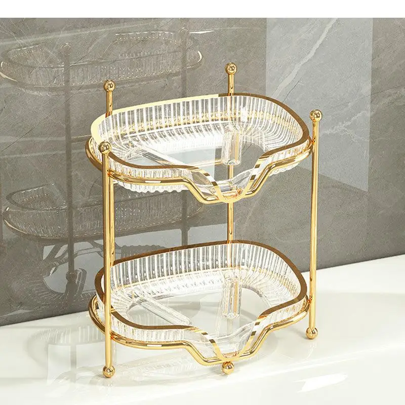 Gold-plated Acrylic Soap Box Multi-layer Storage Rack Household Bathroom Accessories Dish Shape Soap Box Home Decoration