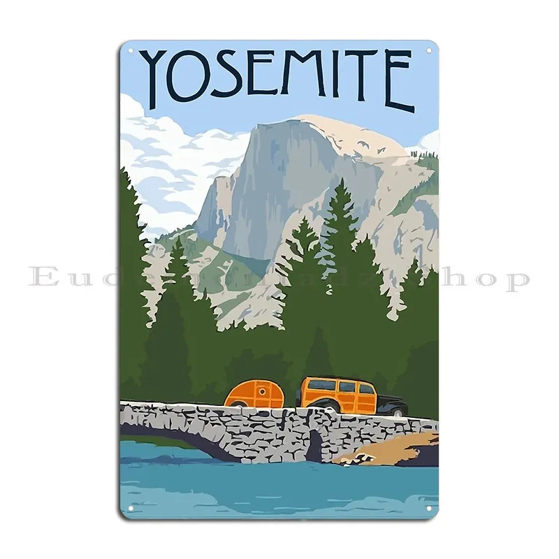 Vintage Yosemite Merced River Travel Metal Signs Design Design Funny Pub Classic Tin Sign Poster