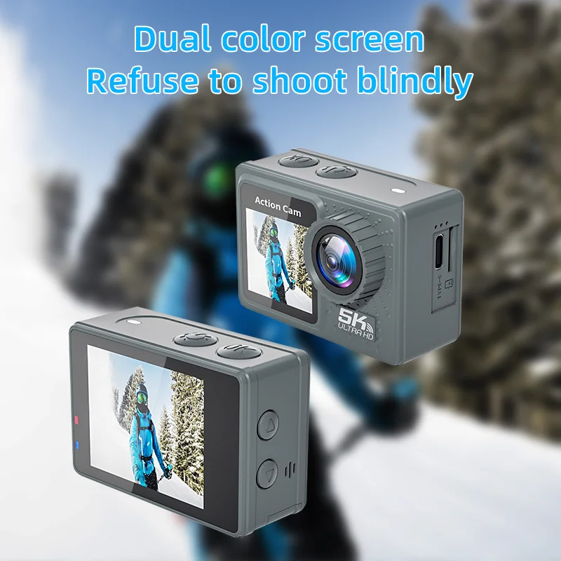 2024 NEW Action Camera 5K 4K 60FPS WiFi Anti-shake Dual Screen 170° Wide Angle 30m Waterproof Sport Camera with Remote Control