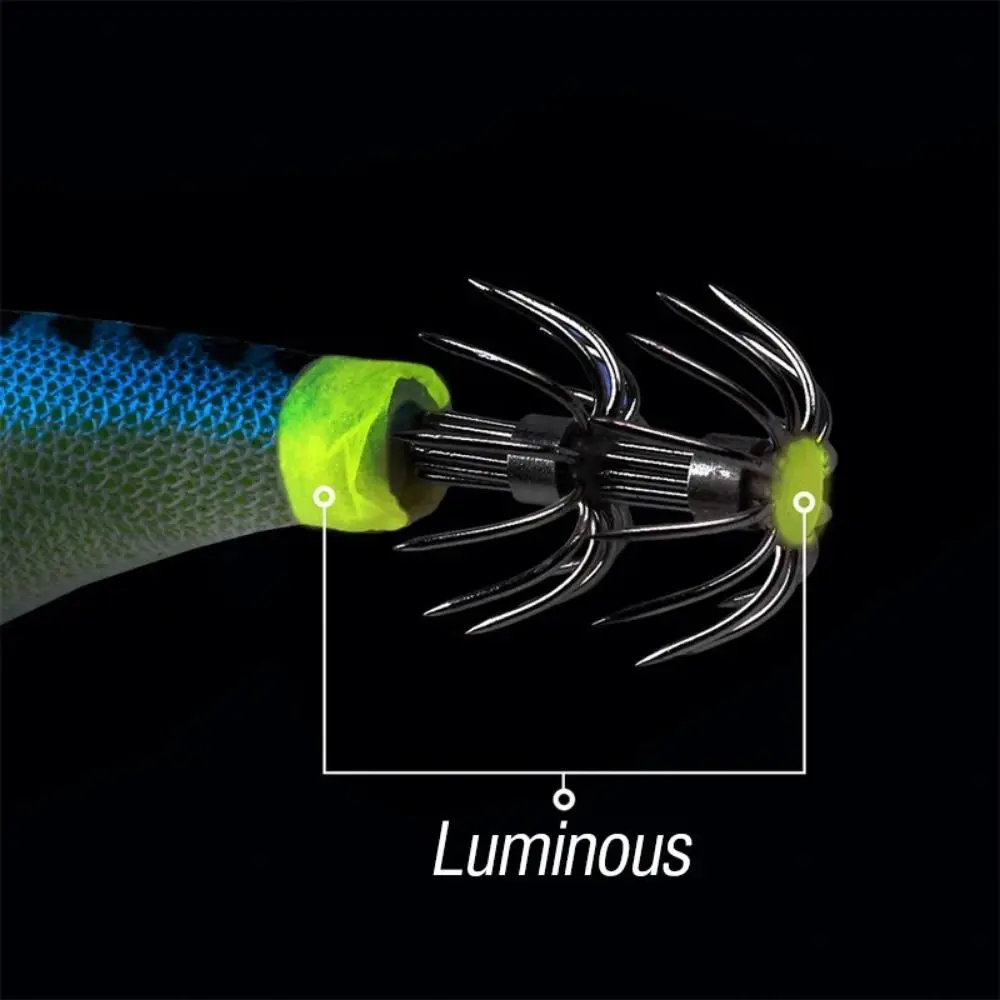 

5Pcs Glow in The Dark Luminous Squid Fishing Lure Durable Colorful Artificial Fishing Lures UV Reactive Ultra-Realistic