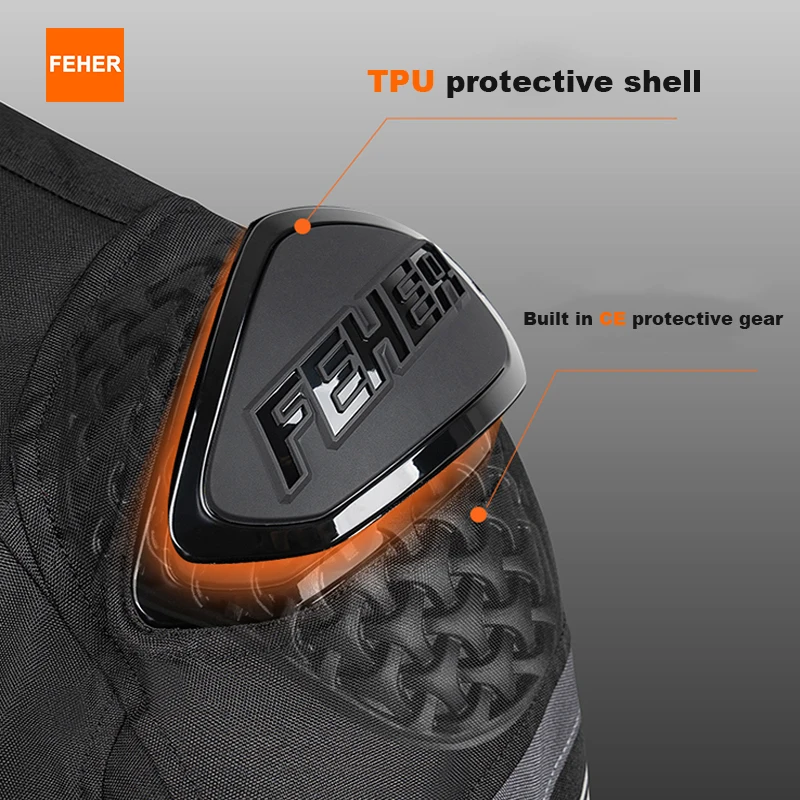FEHER Giacca da moto da uomo per tutte le stagioni, a due piani, traspirante, antivento, mantiene caldo, con giacca da equitazione con guscio in TPU