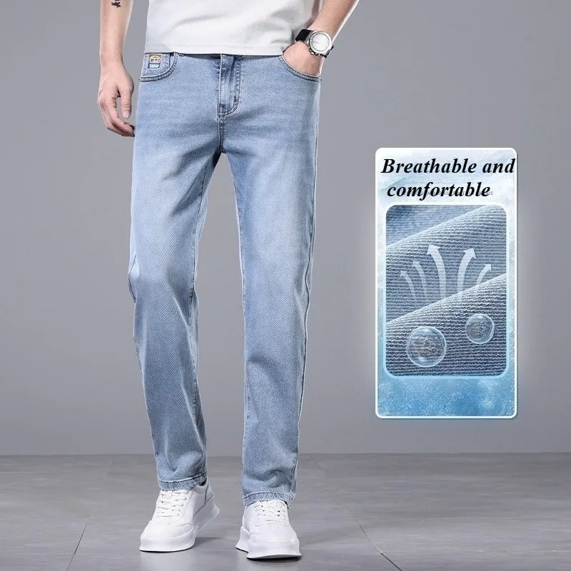 

Men's Jeans Slim Denim Pants Work Korea Skinny Trousers Male Brand Clothing Luxury Classics Spring Summer Cotton Grey