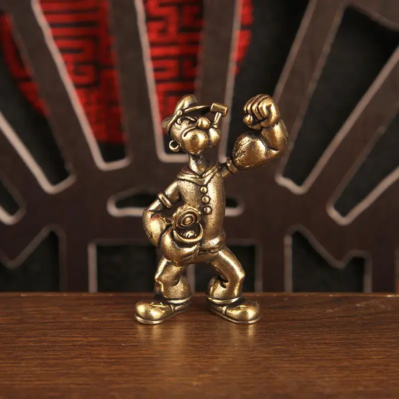 Figura de Popeye el Marinero de latón, decoración para el hogar, escritorio de oficina, mesa de té, adornos artísticos, accesorios decorativos para el hogar y el coche, 1/2 Uds.