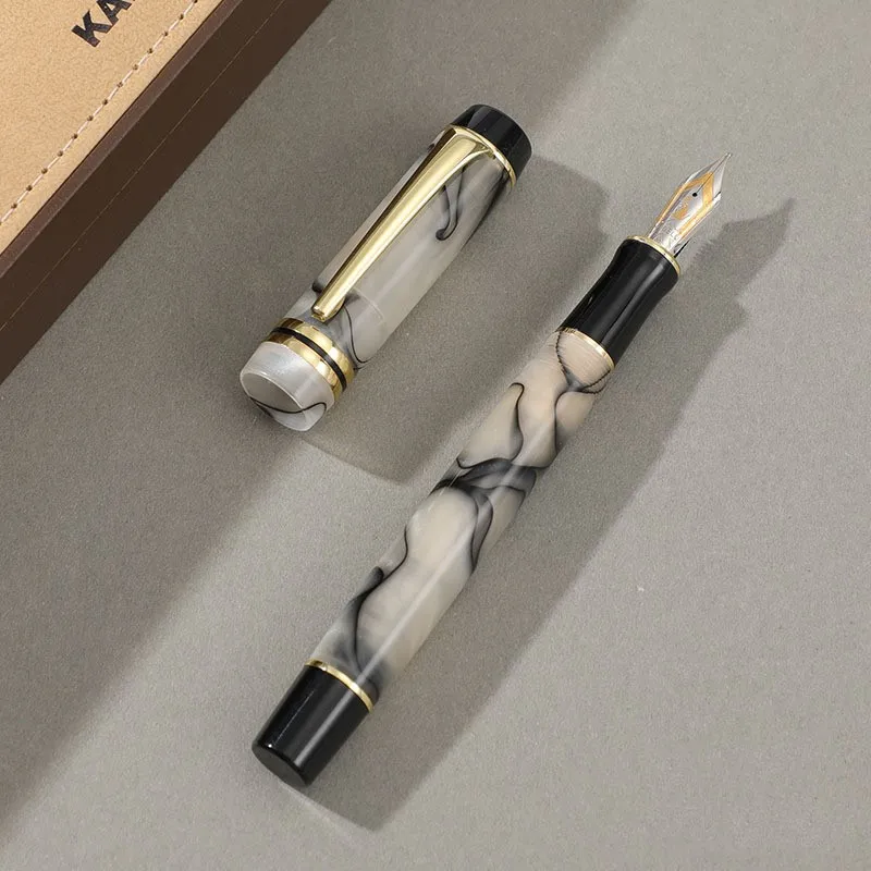 Kaigelu 316 Fountain Pen F Nib Beautiful Blue Brown White Marble Amber Pattern Ink Pen Writing Gift For Students Office Business