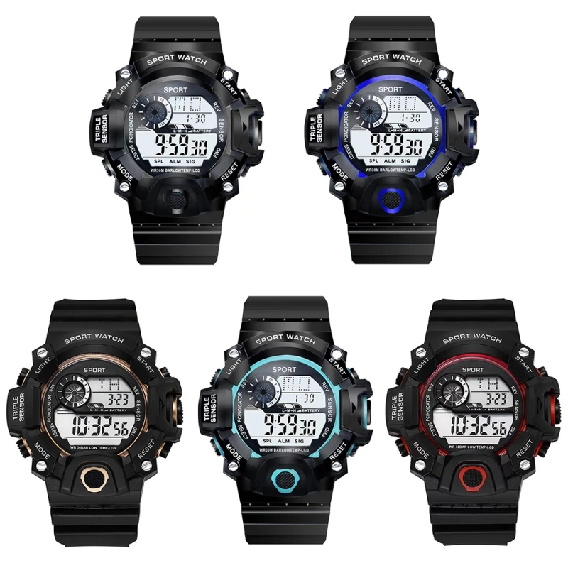 Kids Watch Sport LED Digital Watches Resin Strap Waterproof Electronic Wristwatch for Children Boys Gifts For 6-16Years