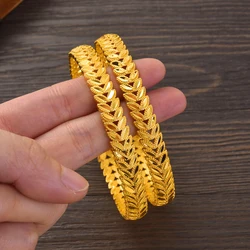 Gold Plated 68MM Ethiopian Classic Nicely Flower Bracelet High QualityFashion Europe Dubai Wedding Bangle Women Birthday Gift