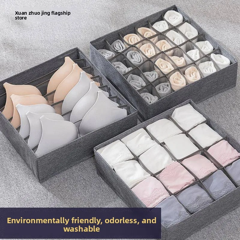 

ionic Underwear Storage Box with Cover Dormi Underwear Sos Bra Organizer Women's id Net Cloth Tee-in-One