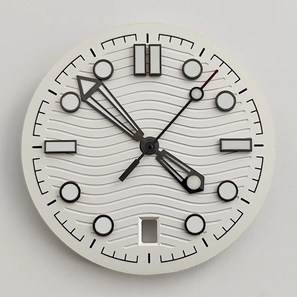 Quadrante asettico da 31,5 mm Lancette NH35 adatte per movimento NH35 quadrante luminoso verde Orologio da uomo di ricambio Quadrante