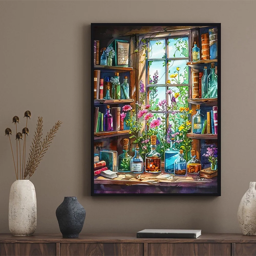 Evershine Diamond Painting Window Landscape New Collection 2025 Diamond Mosaic Flower Scenery Bottle Home Gift