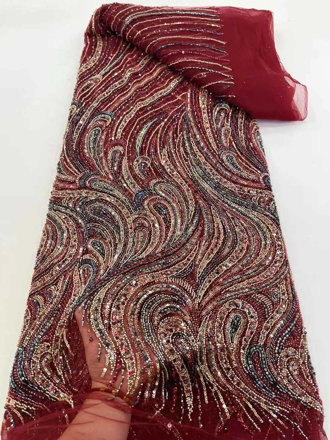 Africa Nigerian Beaded French Mesh Lace With Sequins High Quality 2025 Embroidery Lace Sequins Lace For Wedding Dresses Women