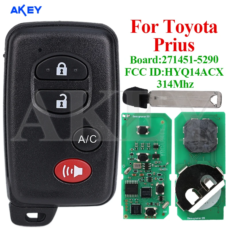 กุญแจรถไร้สายสําหรับ Toyota Prius/Plug-In 2010 2011 2012 2013 2014 2015 Remote Fob Board 271451 -5290 รหัส FCC: HYQ14ACX AC