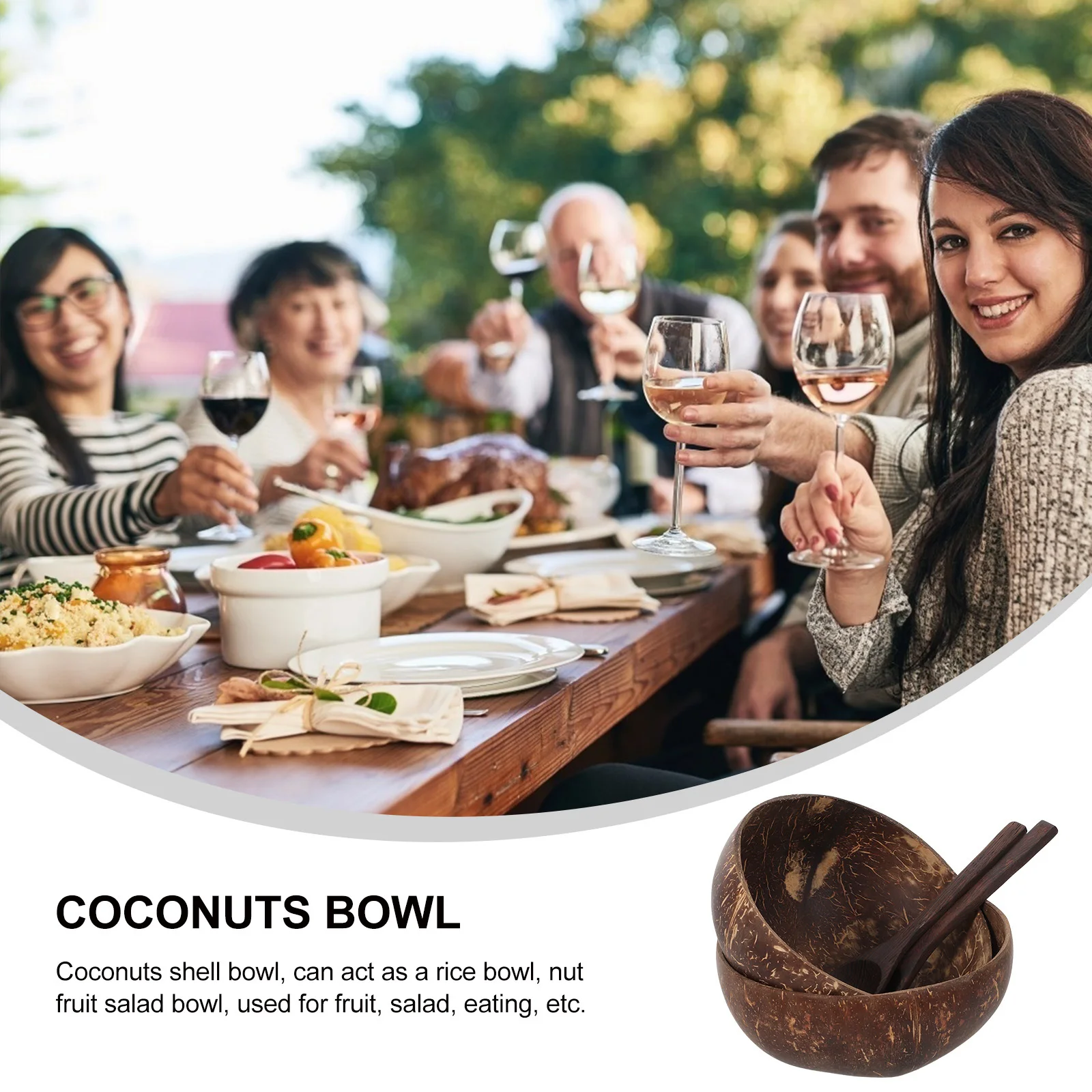 

2 set Coconut Shell Natural Food Storage Container For Home Restaurant Café Use Decorative Salad Bowl Coconuts Shell Food Bowl