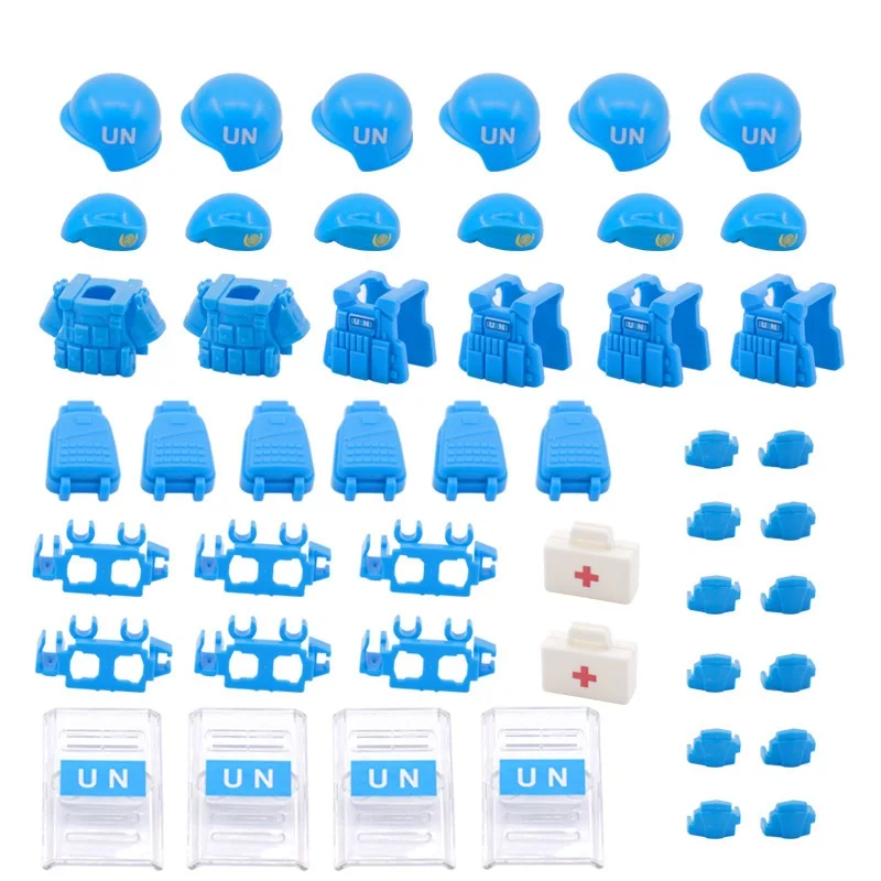 UN peacekeeping Forc Beret Bulletproof Vests Army Soldier MOC Mini Military Figures Accessories Building Block Brick Boys Toys