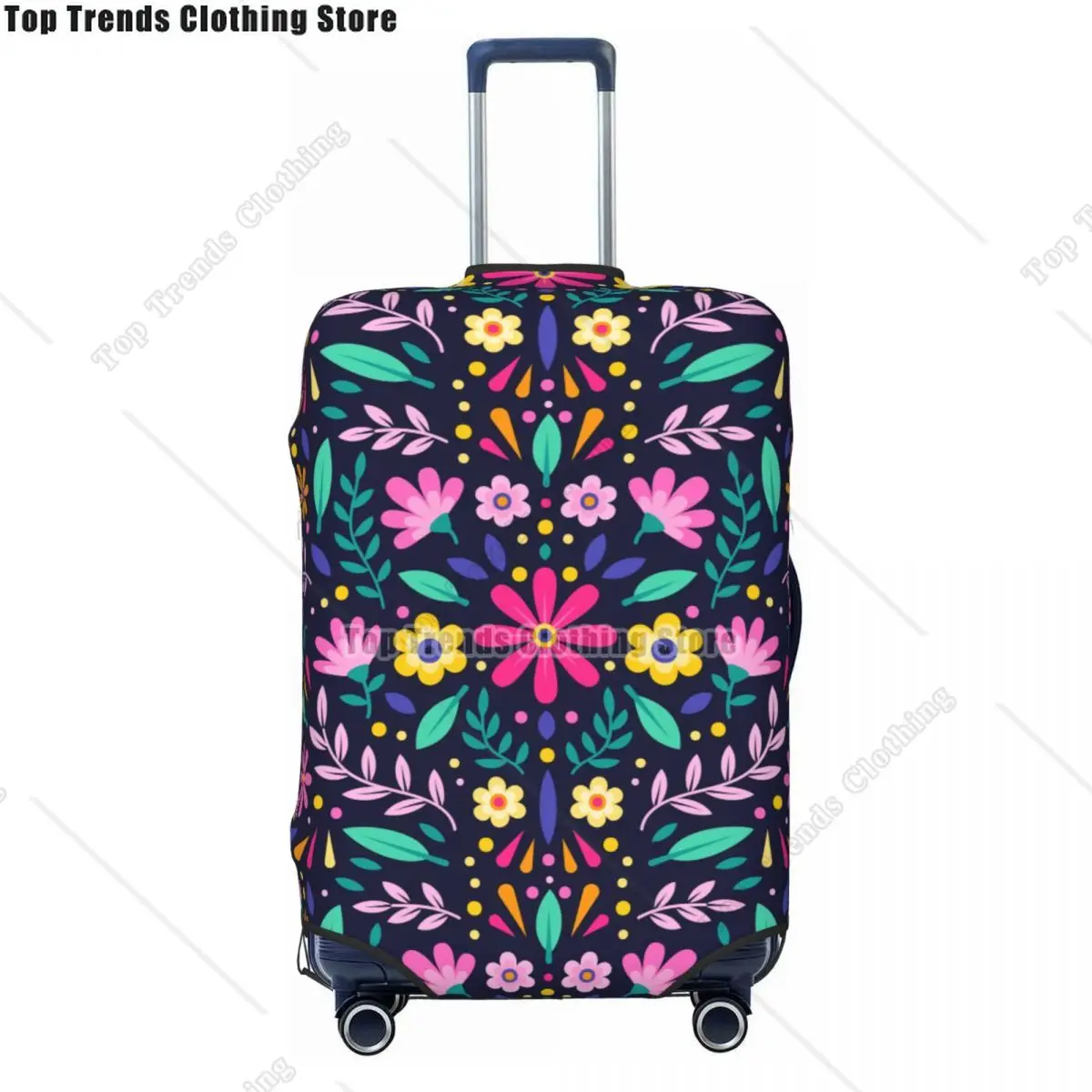 Colourful Floral Mexican Flowers Luggage Cover Elastic Travel Suitcase Protective Covers Suit For 18-32 inch