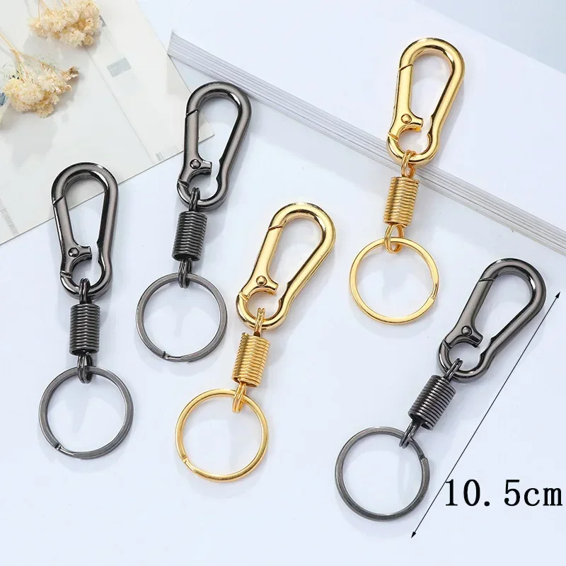 Simple Carabiner Clip Keyring Stainless Steel Spring Keychain With O Ring Snap Hook Quick Release Key Holder Organizer Men Gift