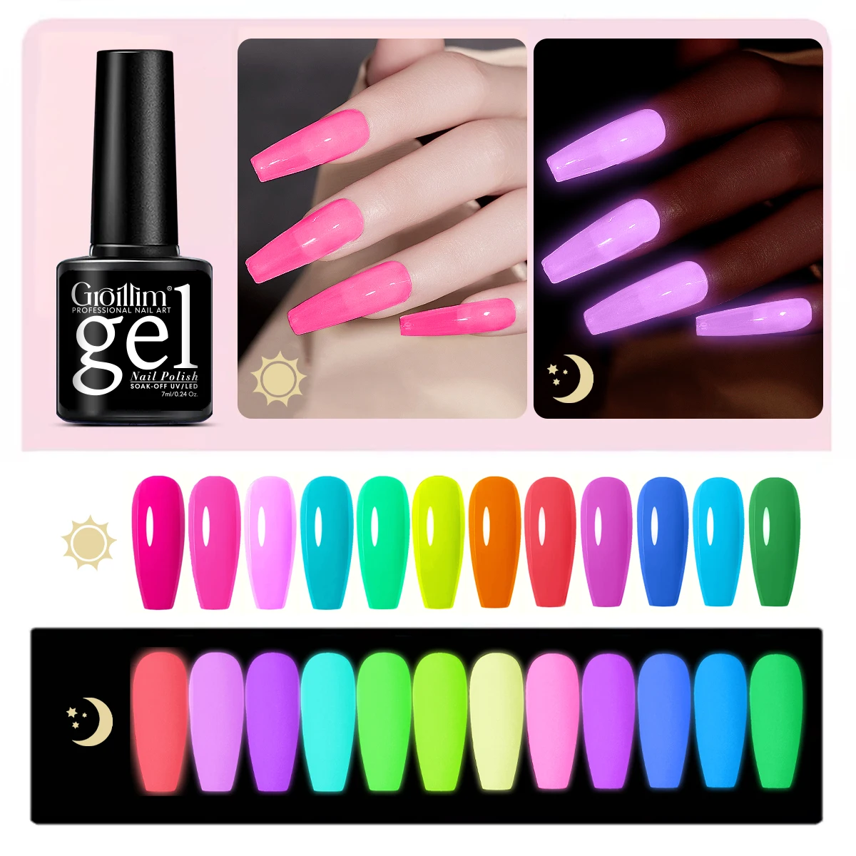 Esmalte de uñas luminoso fluorescente neón, gel UV luminoso, esmalte de uñas extraíble, esmalte semipermanente, salón de uñas DIY, 7ML