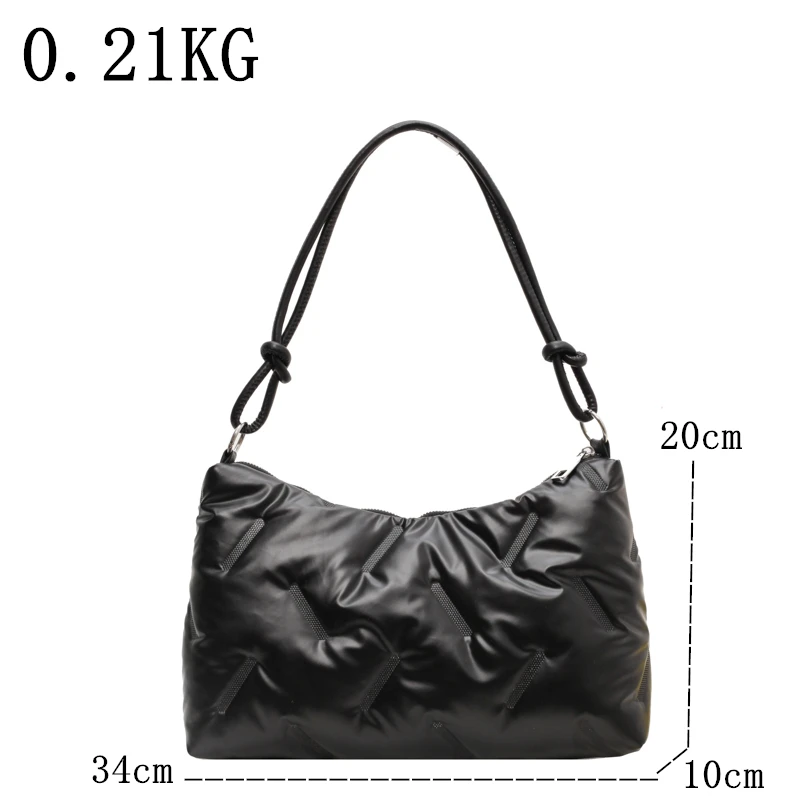 Autumn Winter Down Padded Shoulder Bags Large Capacity Casual Shoulder Bag Portable Lady Tote Bags Waterproof Underarm Satchel