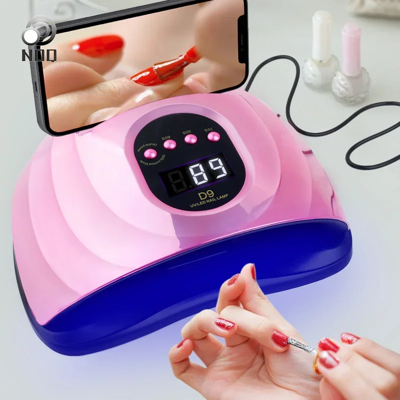 โคมไฟเล็บ LED UV สําหรับเจลโปแลนด์, การตั้งค่าตัวจับเวลาแบบแห้งเร็ว 4 ตัวแบบพกพาและขาตั้งโทรศัพท์ไฟเล็บ LED สําหรับเล็บมือ
