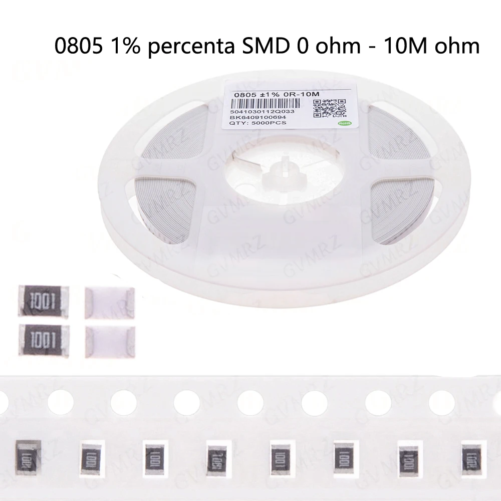 5000pcs  220R 330R 470R 1K 4.7K 1Reel 10K 47K 100K 0 10 100Ohm 0805  1%  percenta SMD  0 ohm ~ 10M ohm chip resistor 0 10R 100R