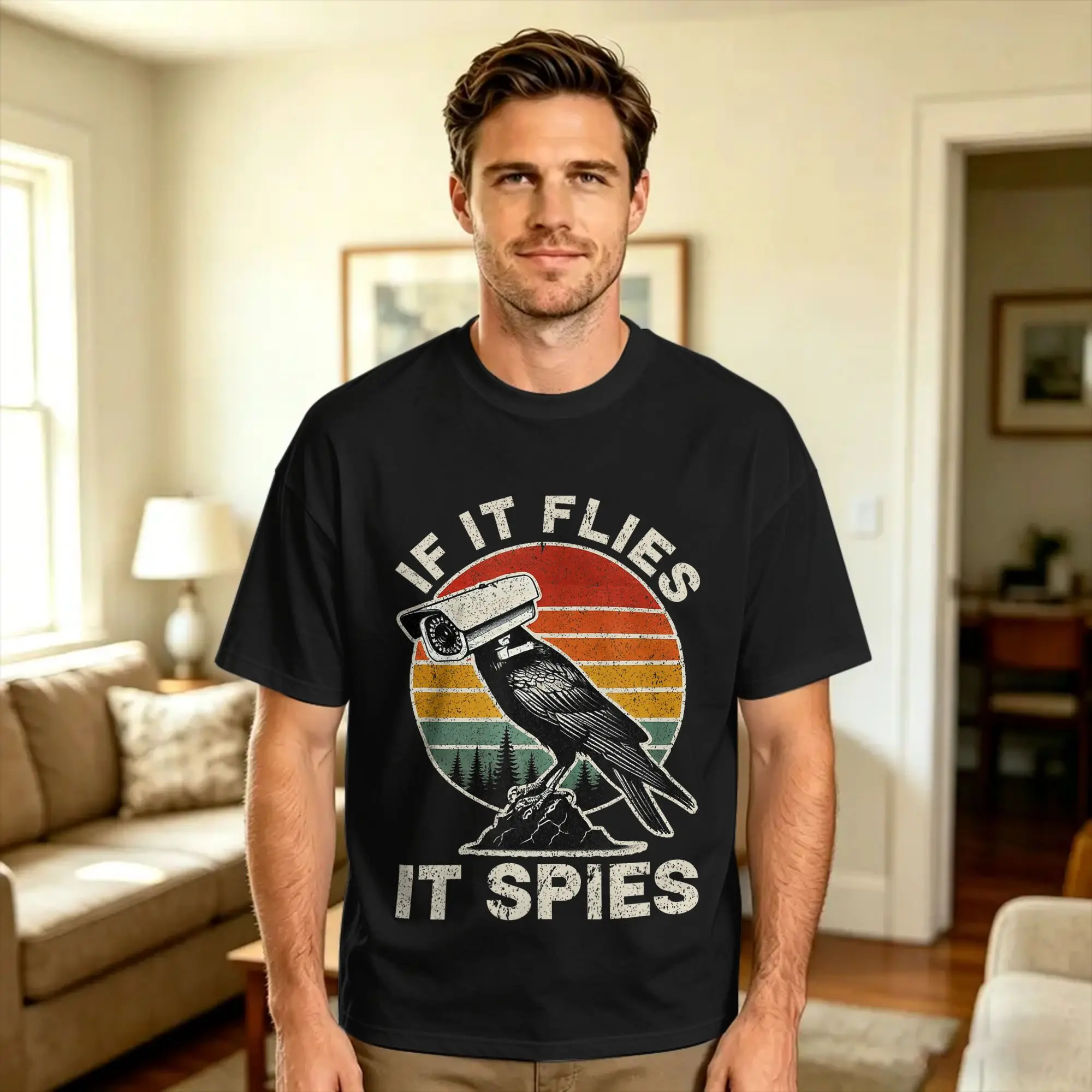 If It Flies It Spies Conspiracy Theory Birdwatcher Birds T-Shirt Summer  Hipster T-Shirts Cotton O Neck 4XL 5XL 6XL Clothing
