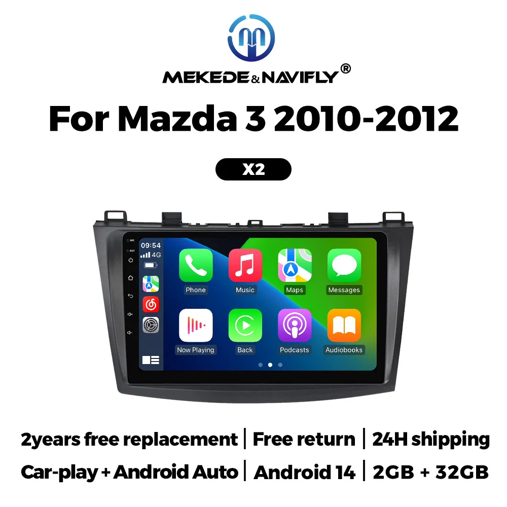 

Автомобильная магнитола NaviFly Android 14, 2G-32G, интеллектуальная система для Mazda 3 Mazda3 2010 2011 2012, беспроводной Carplay, мультимедийный видеоплеер