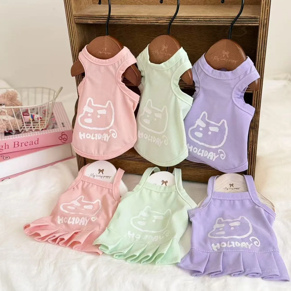 Pet Cat Dog Couple's Summer Thin Tank Top Teddy Small Dog Cat Strap Cool Dress Dog Clothes for Small Dogs Puppy Clothes