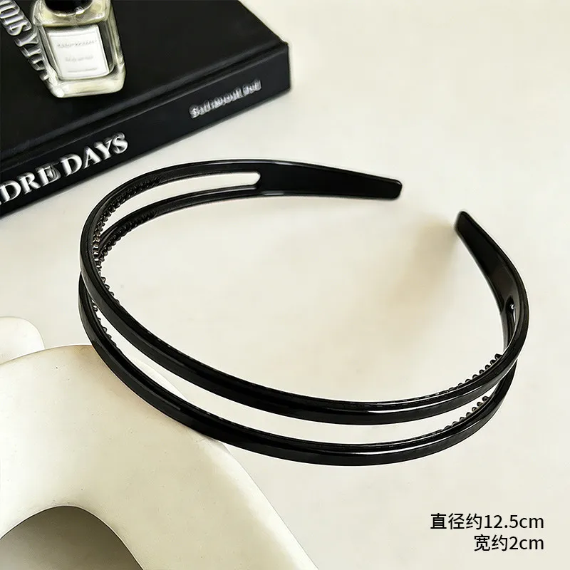 2-teiliges Set: Einfaches, gezahntes Anti-Rutsch-Haarband – Elegantes Vintage-Haarreif für Damen, Herren und Mädchen – Koreanische Haaraccessoires – Detail 6