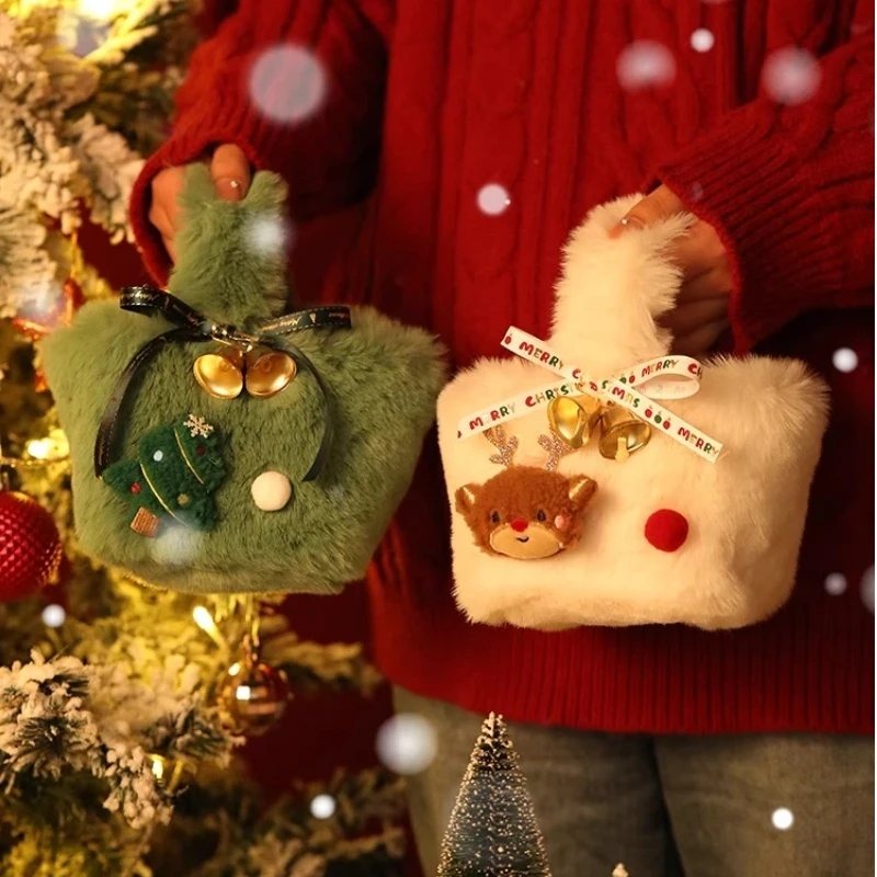 

Christmas Gift Bag Empty Box With Handle Apple Packaging Candy Favor Bags For Kids Party Decorations Holiday Supplies