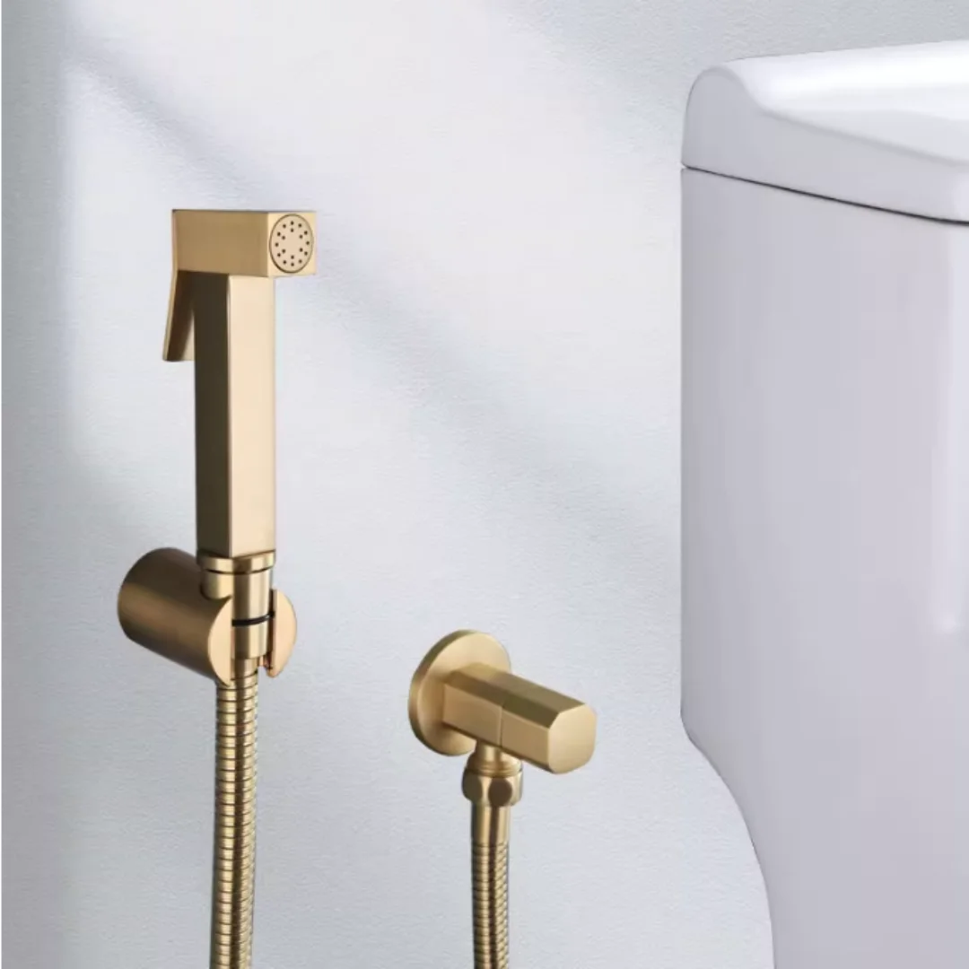 Grey Toilet Bidet Faucet Cold Water Brushed Gold Toilet Sprayer Kit Brass Hand-Held Toilet Faucet Sprayer Shower Head Black