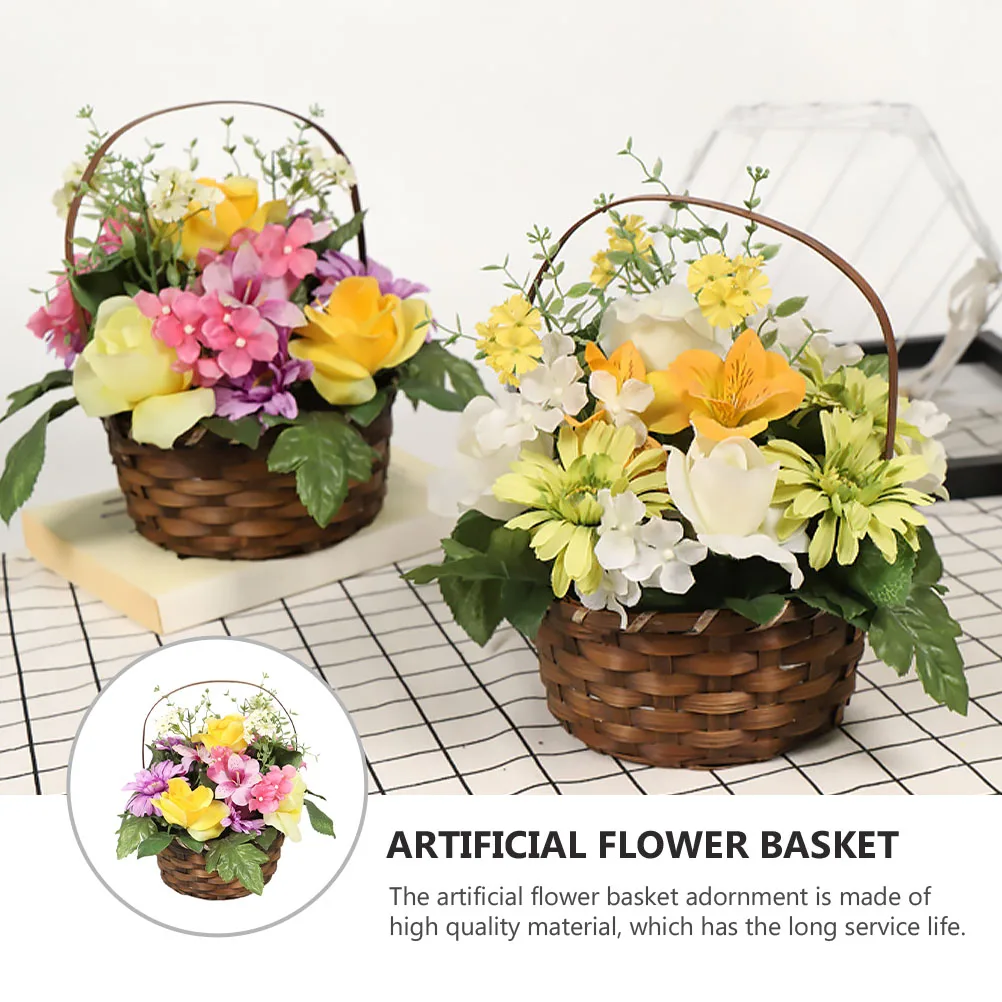 

1pc Gerbera Decorative Ornaments Artificial Flower Basket Adornment Fake Plant Decor Handheld Lifelike Potted Home Garden