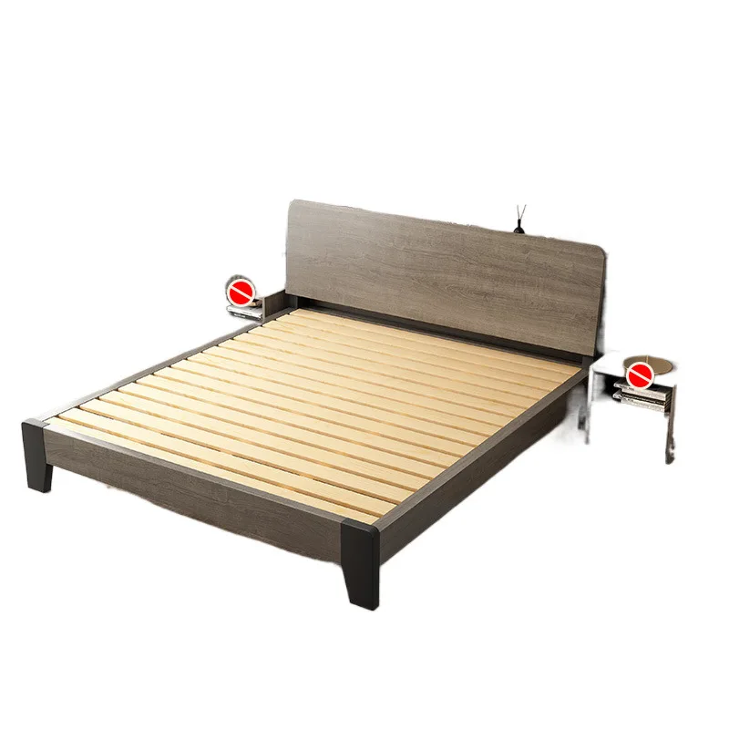 

Solid wood bed, master bedroom, double, light luxury, simple, modern, simple