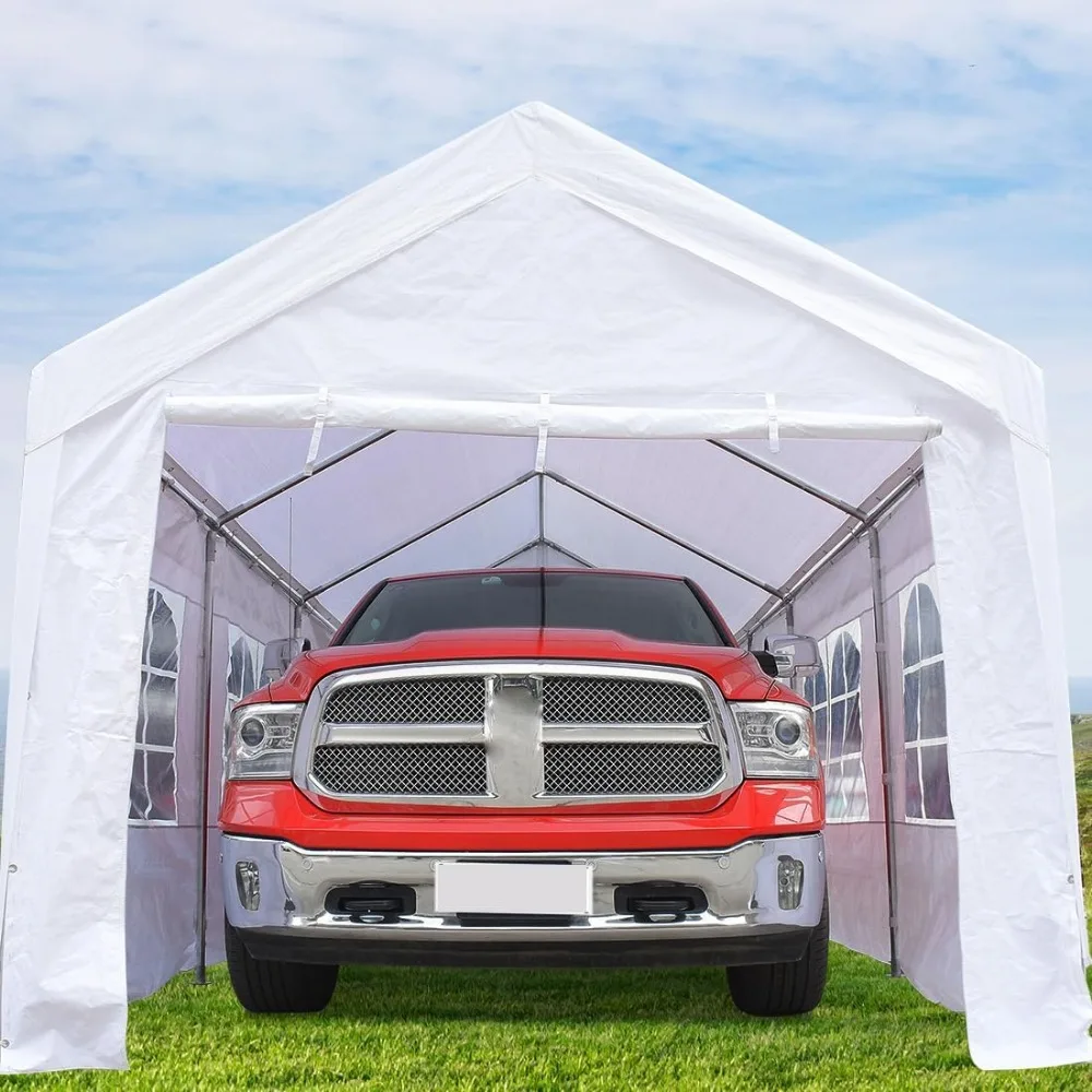 

10x20 Ft Heavy Duty Carport Car Canopy with Removable Window Sidewalls,Portable Garage Tent Boat Shelter,Canopies