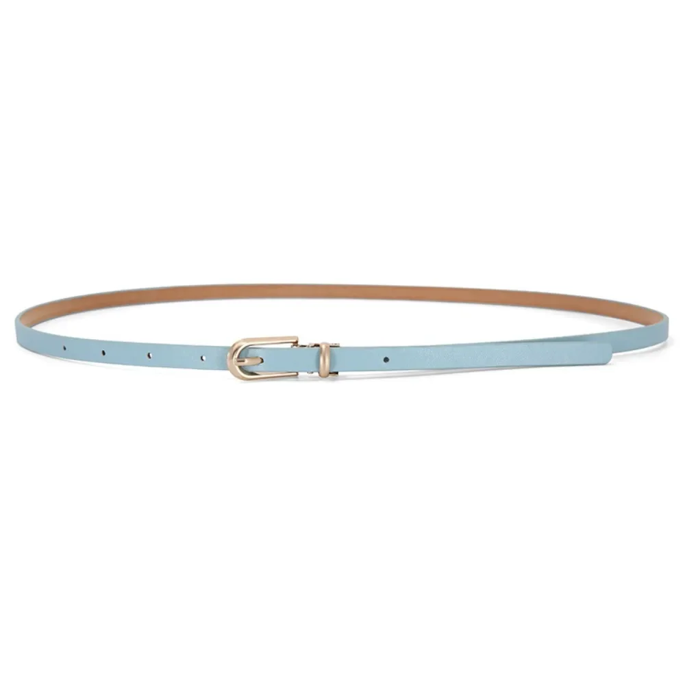 New Women Belts Adjustable PU Leather Thin Belt for Girls Gold Buckle Strap Dress Trousers Designer Waistband Skinny Waist Belt image 4