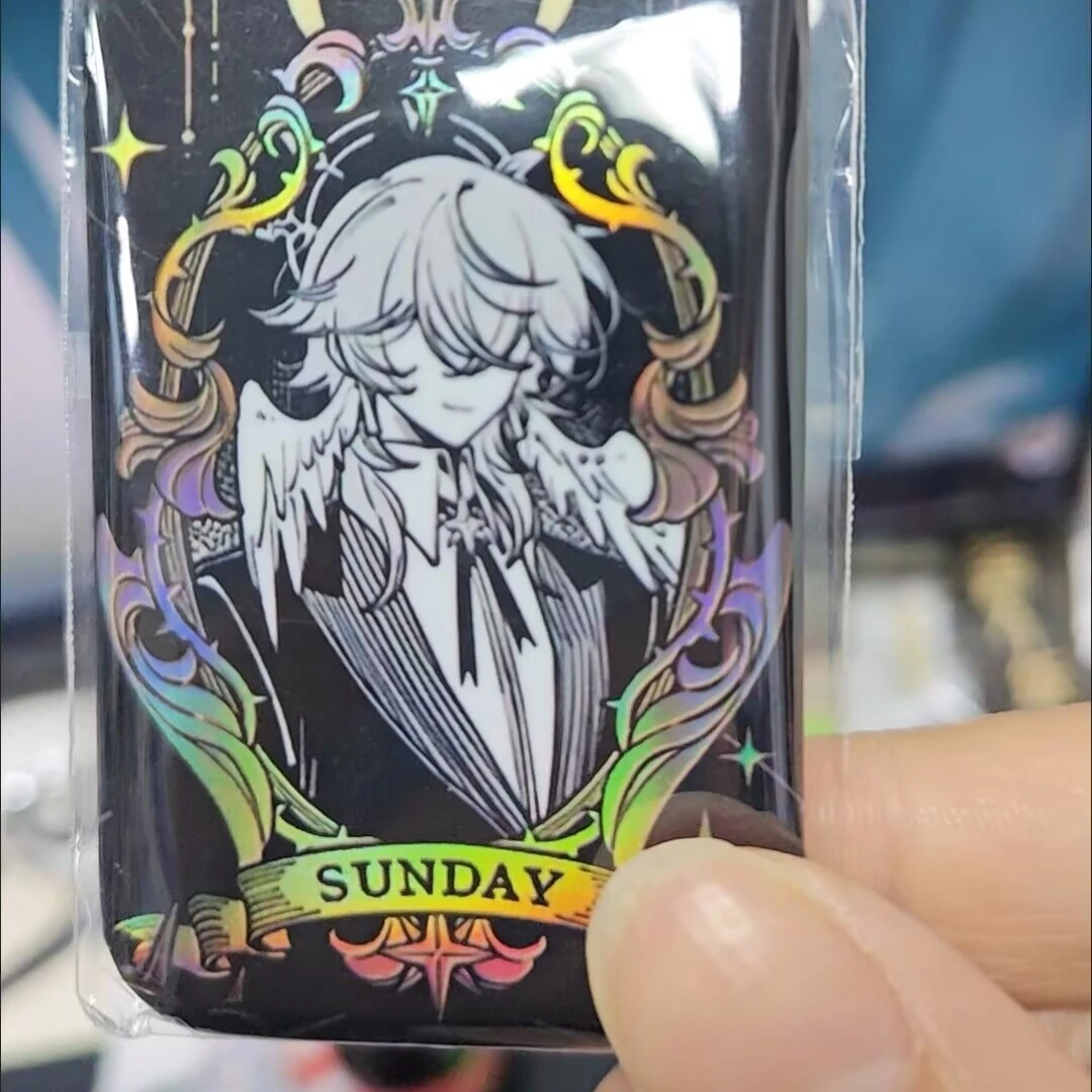 "Bhaku: Star Rail" منتج محيطي مصنوع من مروحة Fangba Ji "Sunday، Robin" بروش شارة اللوحة باللونين الأبيض والأسود Gu Zi