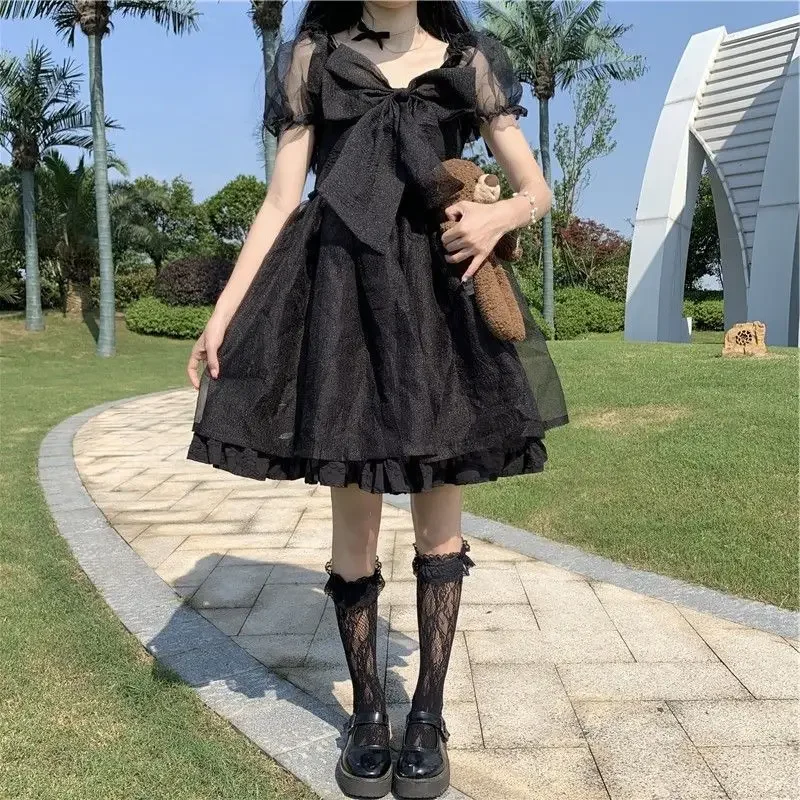 Vestido de Lolita de manga abullonada para niña, tutú Kawaii blanco, vestido de princesa, vestido de hada Lolita, vestido blanco coreano, dulce y lindo, japonés