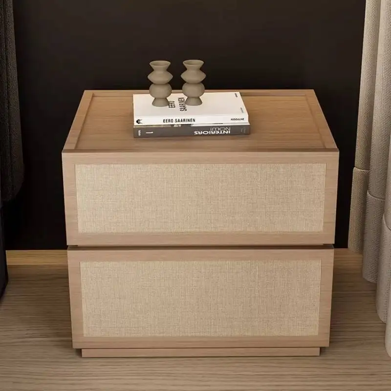 

Nordic Modern Wood Nightstands Drawer Classic Japanese Rattan Nightstands Bedside Storage Mesa De Noche Dormitorio Furniture