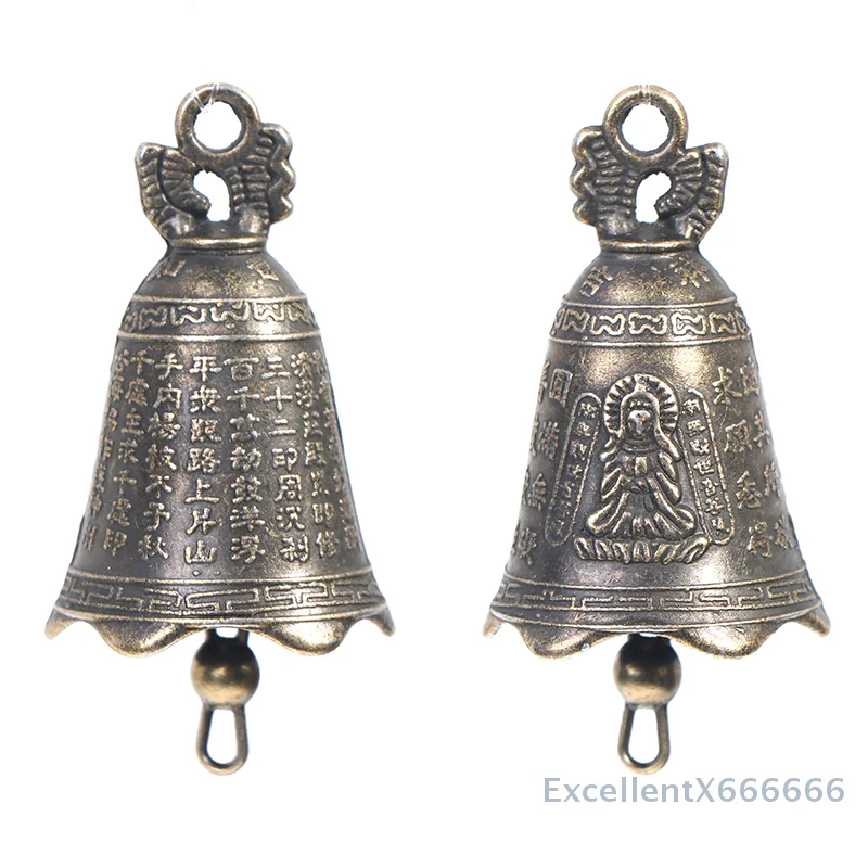 

2pcs China's mini Brass Copper sculpture pray Guanyin Bell Antique Bell