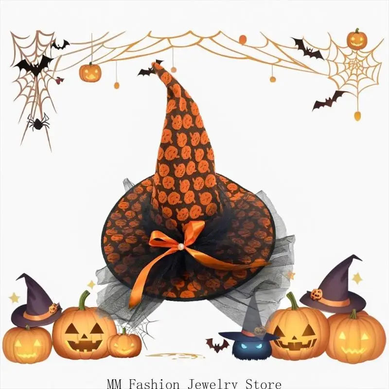 Cappello da strega D0UB con design leggero in mesh traspirante, perfetto per feste in costume Halloween