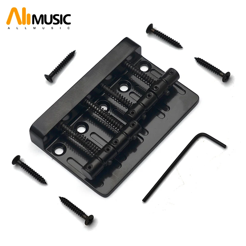 

Винтажный 4-струнный басовый бридж, длина 79.5x53 / 49.6 мм, фиксированный бридж для бас-гитары, верхняя установка струн, черный/хром