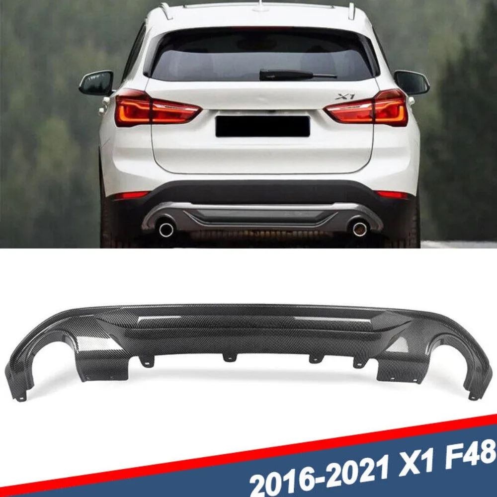 

For BMW F48 F49 X1 2016-2021 Carbon Fiber Look Dual Exhaust Rear Bumper Diffuser United States