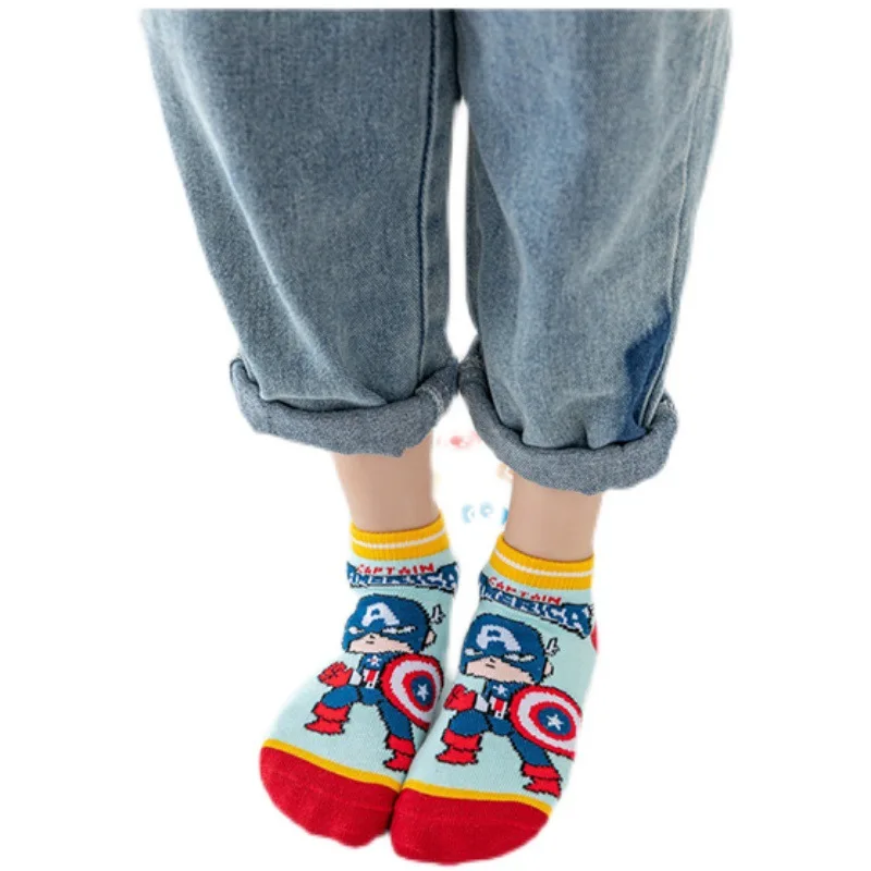 5 paires de chaussettes Spiderman pour enfants Marvel Iron Man Hulk Thor Anime enfants garçons chaussettes courtes dessin animé bébé printemps été chaussette 1-12 ans