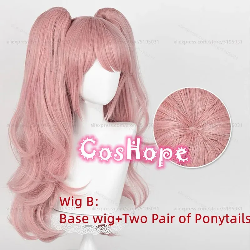 Peluca de Cosplay Enoshima Junko con coletas, peluca rosa, pelucas de Cosplay de Anime, pelucas sintéticas resistentes al calor de Anime