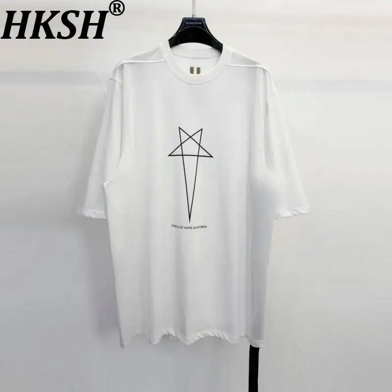 

HKSH 2026 Summer New Men Tide Dark Niche RO Geometric Print Short-Sleeve T-shirts High Street Loose Silhouette Tees Tops HK24007