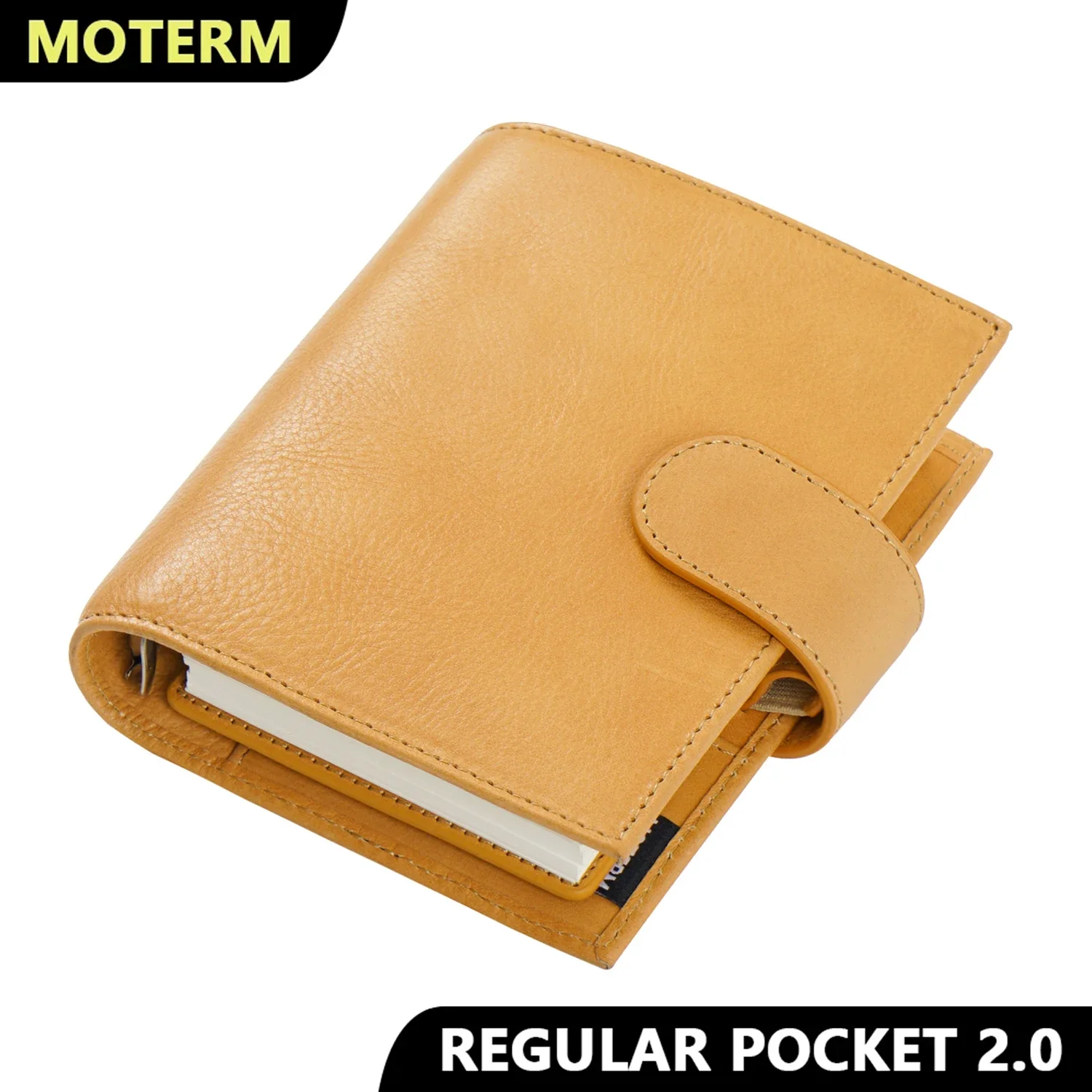 Moterm-Full Grain Vegetal Notebook Couro Bronzeado, Regular 2.0 Tamanho de Bolso, Anéis Planejador, A7 Notebook, Agenda Organizer, Diário Sketchbook