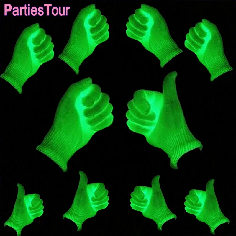 Fluorescent Green Gloves Glow In UV Neon Glove Neon Party Supplies Glow in Blacklight UV Light Theme Party For Birthday Decor