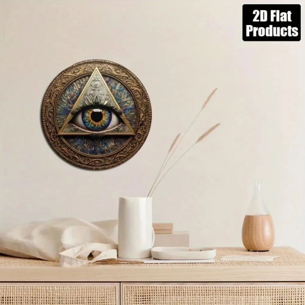 1 шт. Настенный декор в стиле ретро с металлическими глазами — золотистая треугольная рамка с бирюзовым и фиолетовым тоном |   Загадочное искусство студии