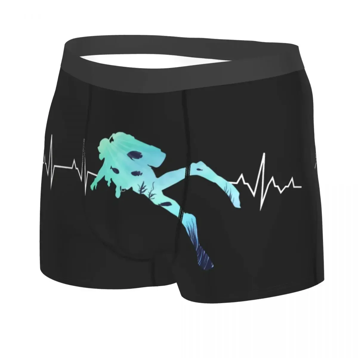 Novelty Scuba  Heartbeat Boxers Shorts Panties Men's Underpants Stretch Dive Diver Briefs Underwear