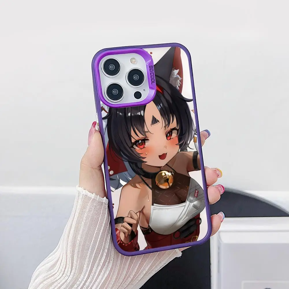 

Чехол для телефона Zenless Zone Zero Nekomiya для iPhone 17, 16, 15, 14, 13, 12, 11 X XR XS 8 7 Pro Max Plus, полупрозрачный фиолетовый чехол, роскошный